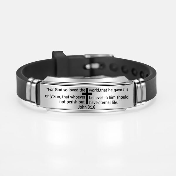 Engraved Cross Bible Verse Stainless Steel Bracelet Bangle Fashion Adjustable Silicone Bracelets For Men Women Christian