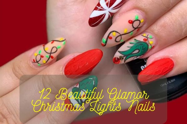 Glamor Christmas Lights Nails