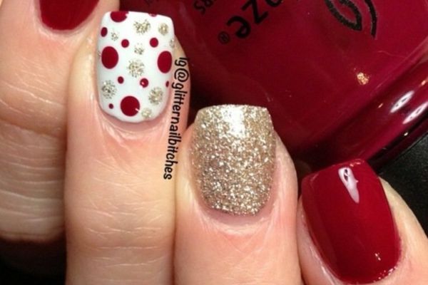 Gold Red And Polka Dots