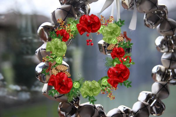 Pinecone Wreath with Bells
