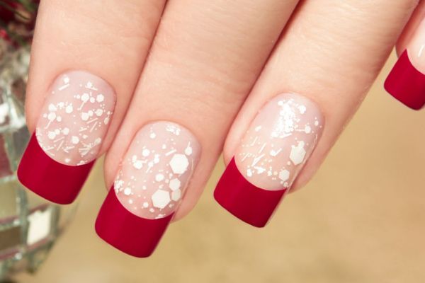 Red French Tips Christmas Nail Art